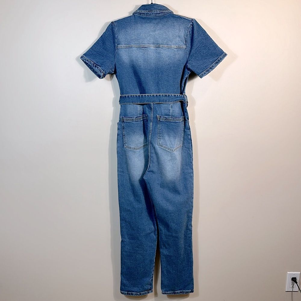 Avec Les Filles Denim Jumpsuit Shortsleeve Blue Cowgirl Cowboy Women Size 30 - Picture 3 of 11